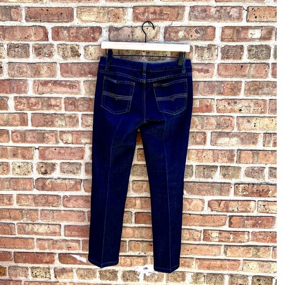 Cowgirl Western Slim Straight Low-Rise Dark Wash Morgan Jeans Embroidered Horse - Picture 2 of 5